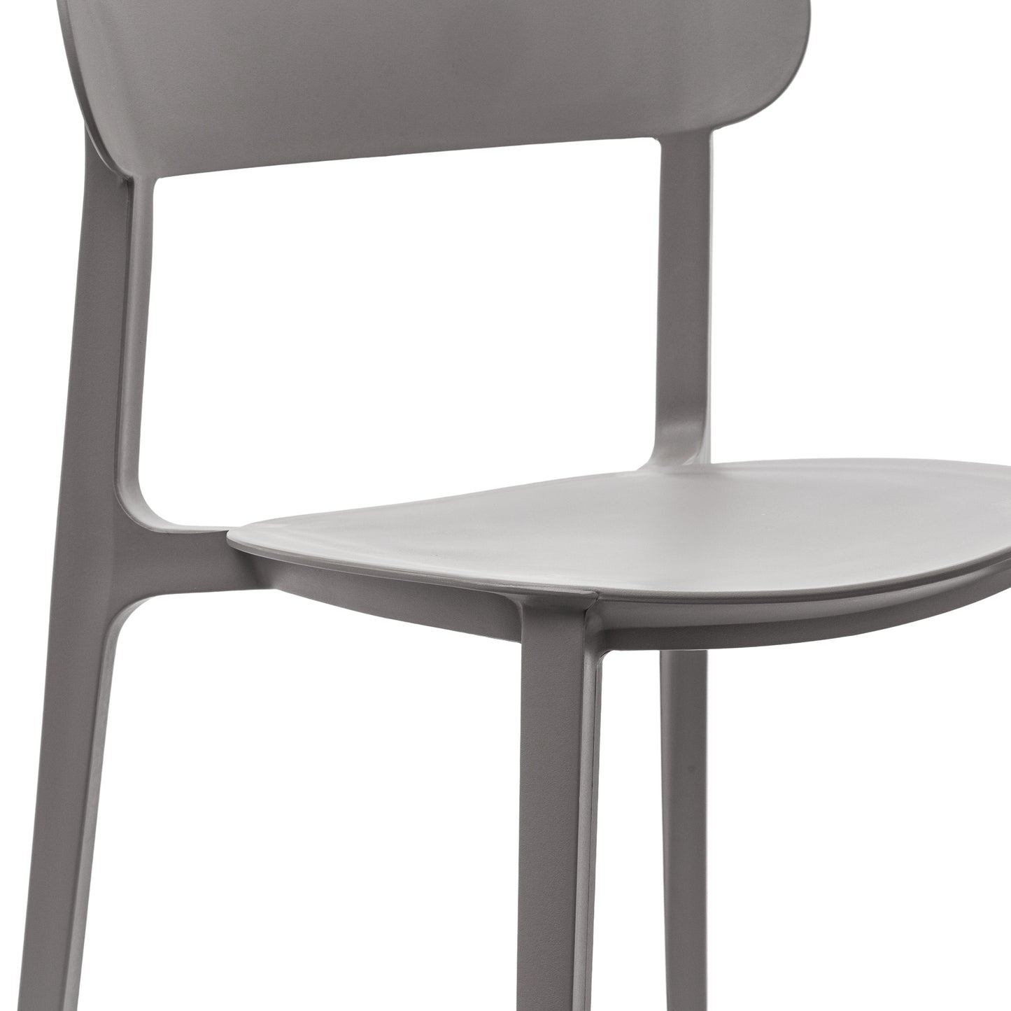 Dover Indoor-Outdoor Stacking Patio Chair with Curved Backrest, Commercial All-Weather Resin Chair in Gray Gray