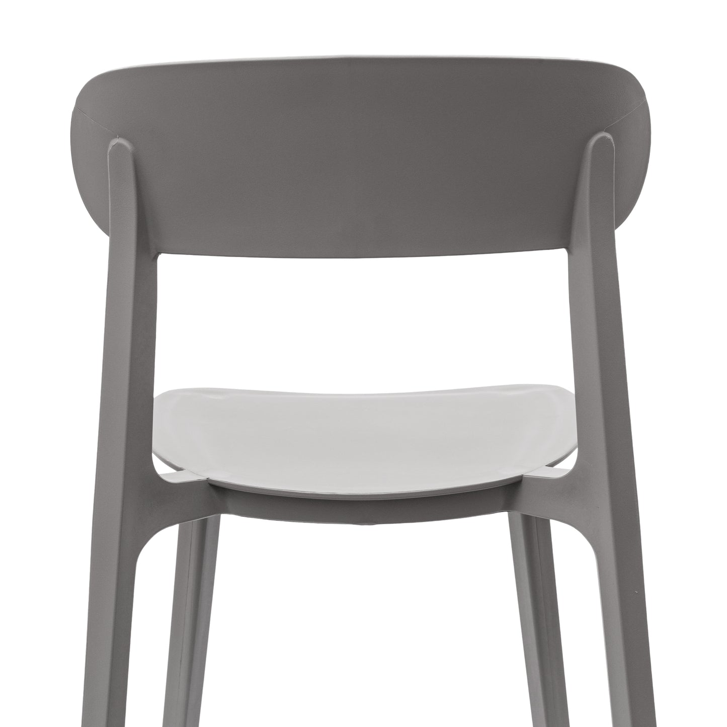 Dover Indoor-Outdoor Stacking Patio Chair with Curved Backrest, Commercial All-Weather Resin Chair in Gray Gray