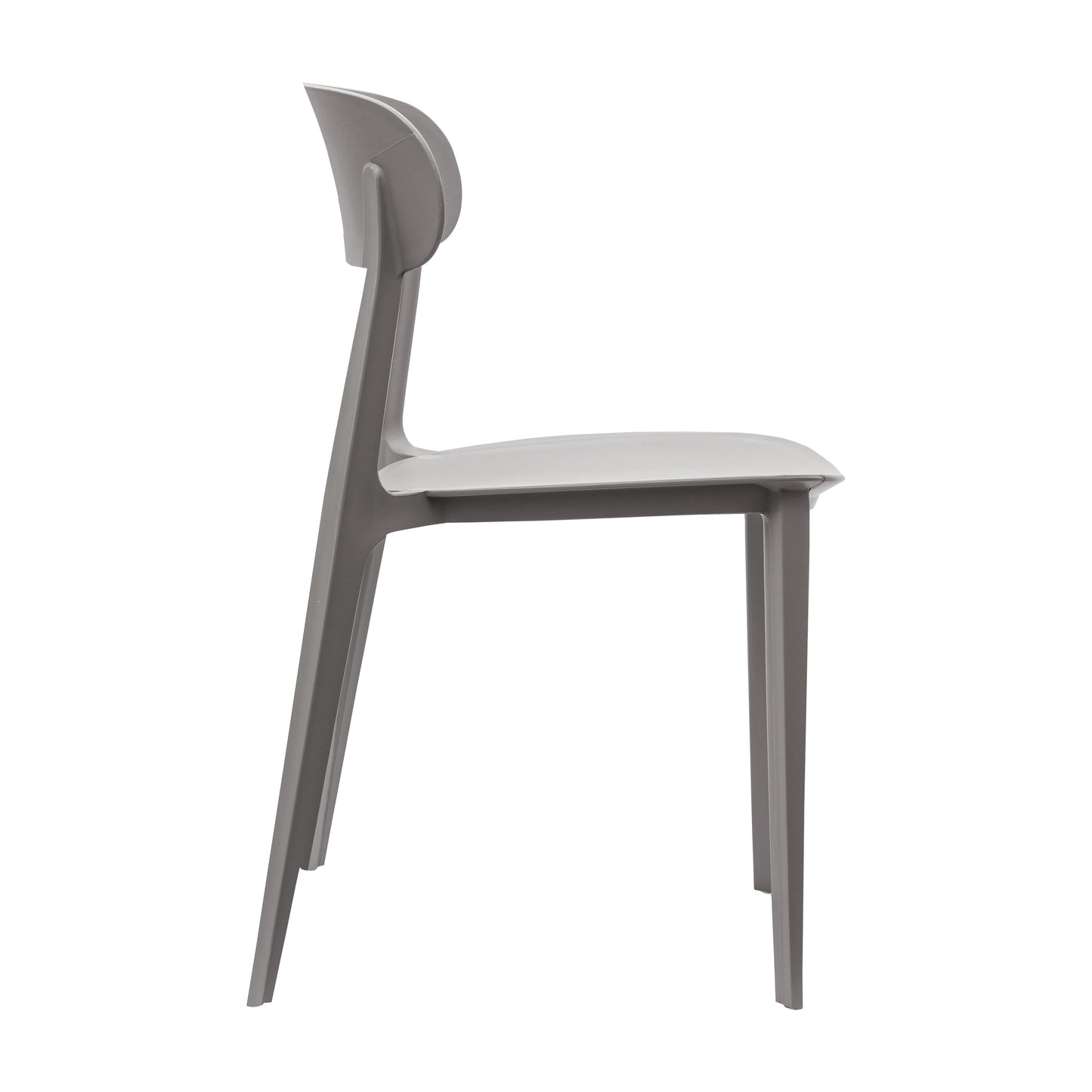 Dover Indoor-Outdoor Stacking Patio Chair with Curved Backrest, Commercial All-Weather Resin Chair in Gray Gray