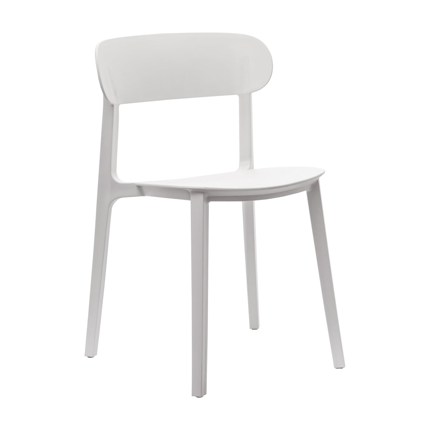 Dover Indoor-Outdoor Stacking Patio Chair with Curved Backrest, Commercial All-Weather Resin Chair in White White