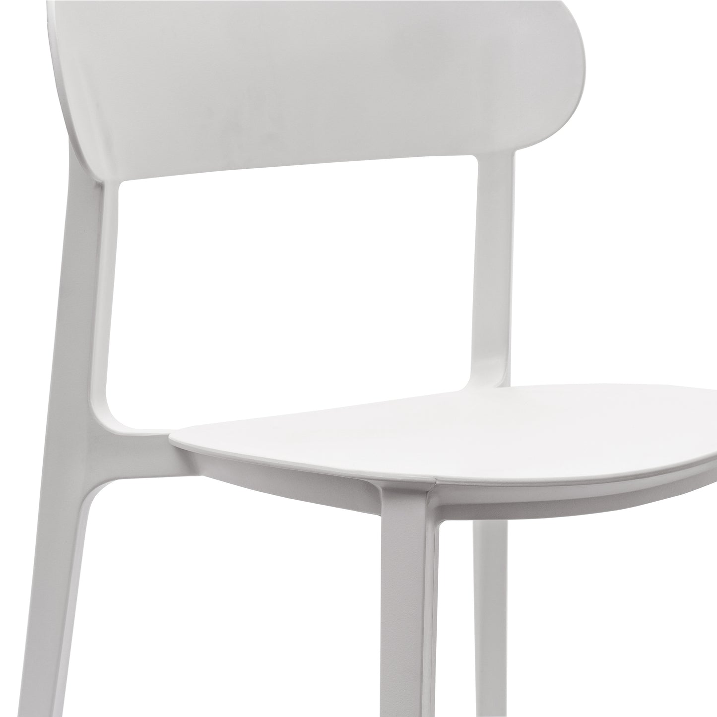 Dover Indoor-Outdoor Stacking Patio Chair with Curved Backrest, Commercial All-Weather Resin Chair in White White