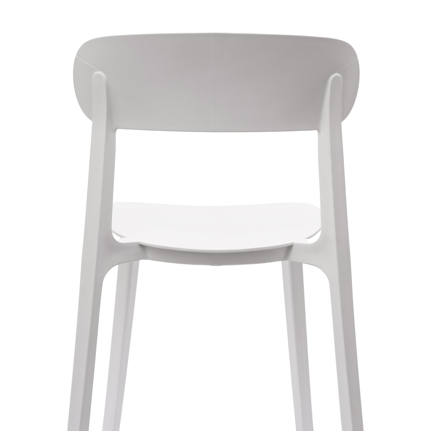 Dover Indoor-Outdoor Stacking Patio Chair with Curved Backrest, Commercial All-Weather Resin Chair in White White