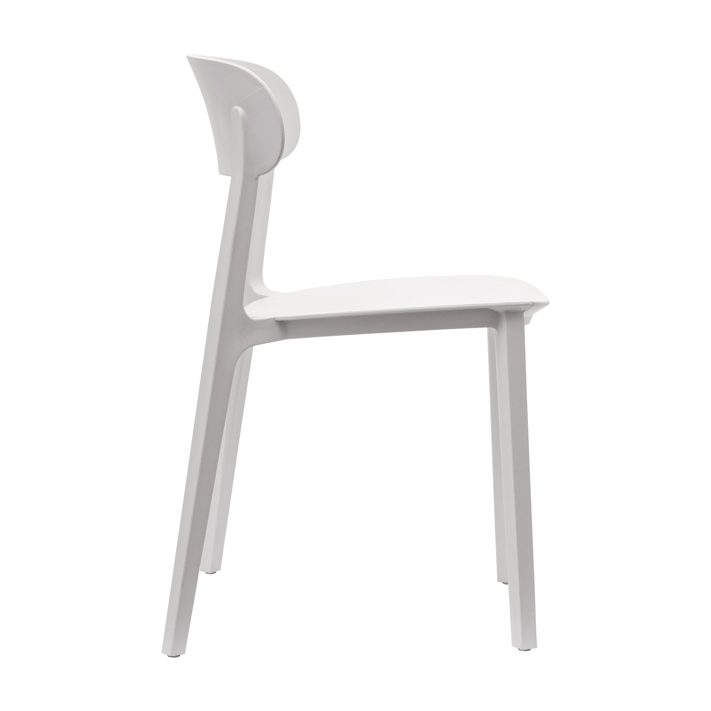 Dover Indoor-Outdoor Stacking Patio Chair with Curved Backrest, Commercial All-Weather Resin Chair in White White