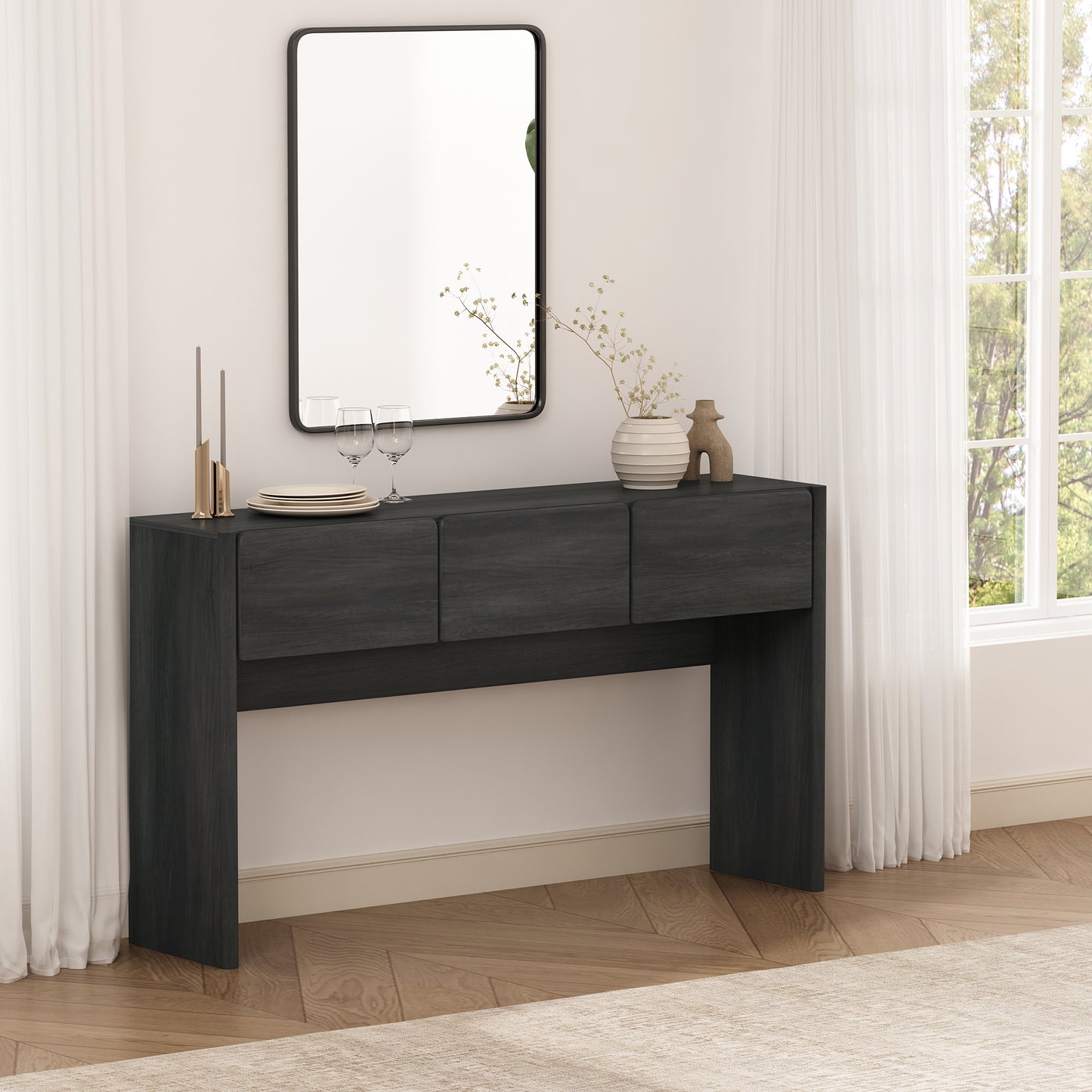Linda Modern Console Table in Charcoal Gray DK002-GY