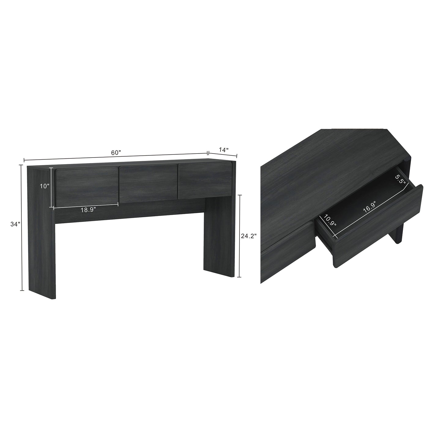 Linda Modern Console Table in Charcoal Gray DK002-GY