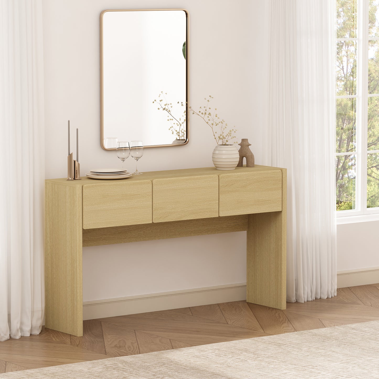 Linda Modern Console Table in Natural Oak DK002-NA
