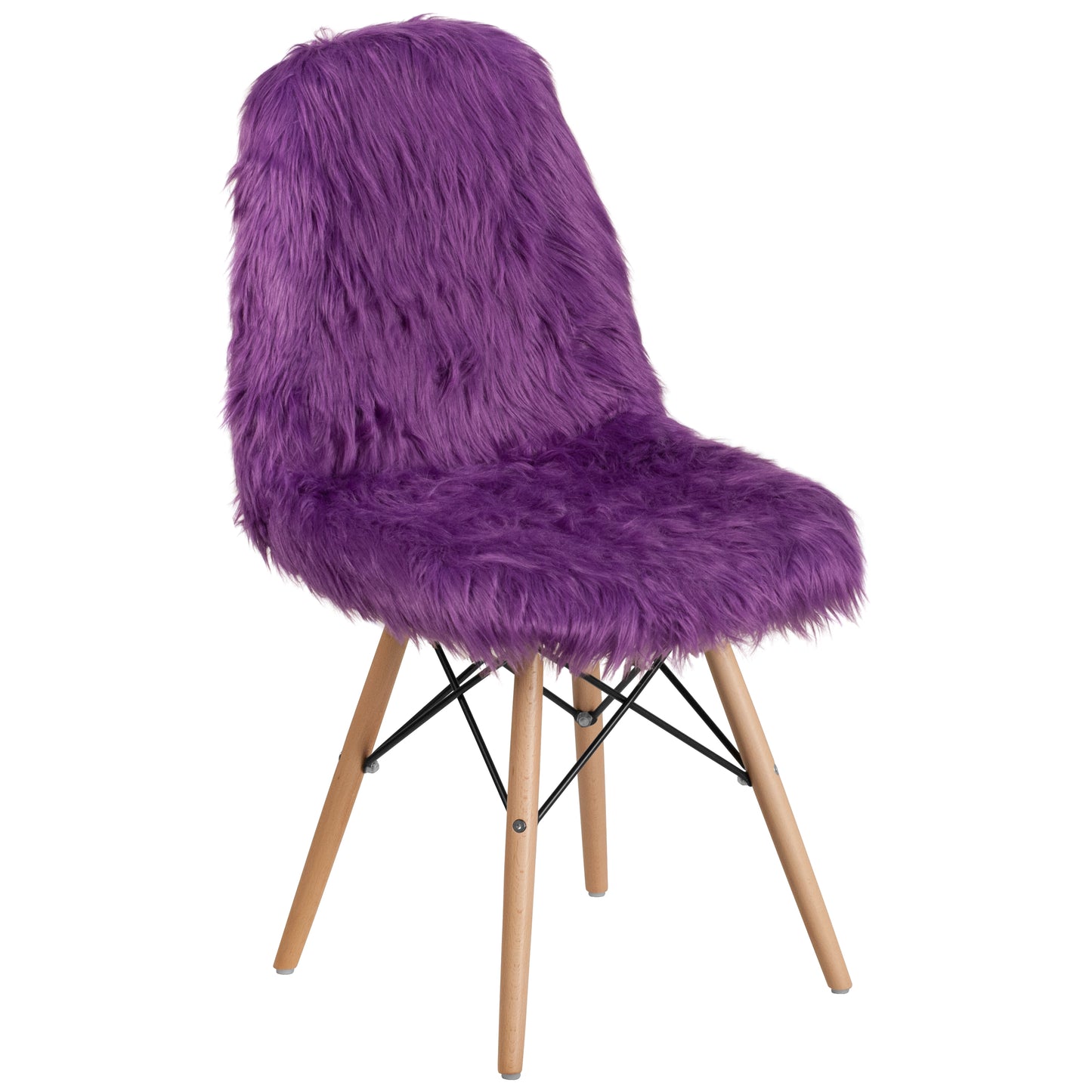 Calvin Shaggy Dog Purple Accent Chair Purple
