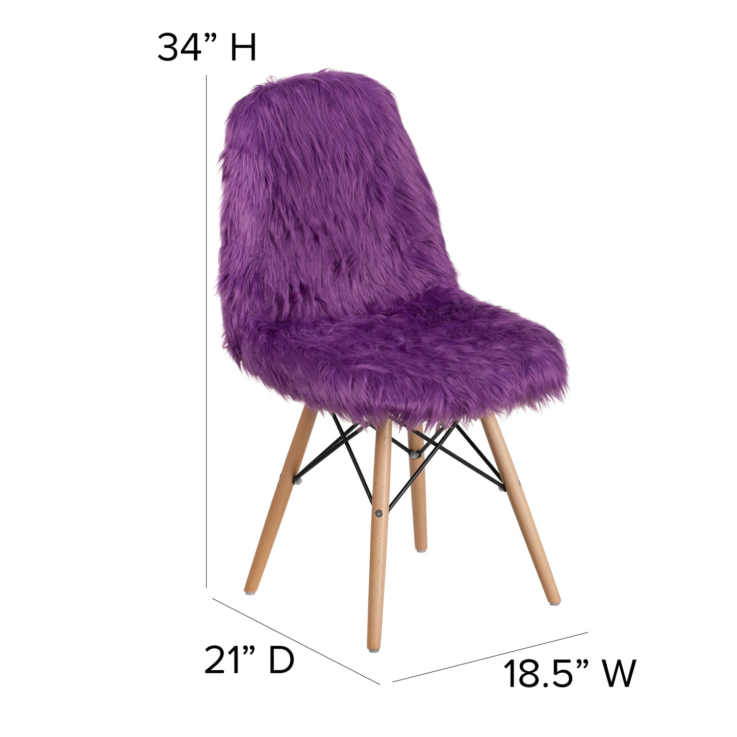 Calvin Shaggy Dog Purple Accent Chair Purple