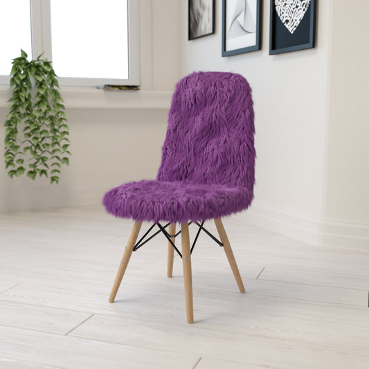 Calvin Shaggy Dog Purple Accent Chair Purple