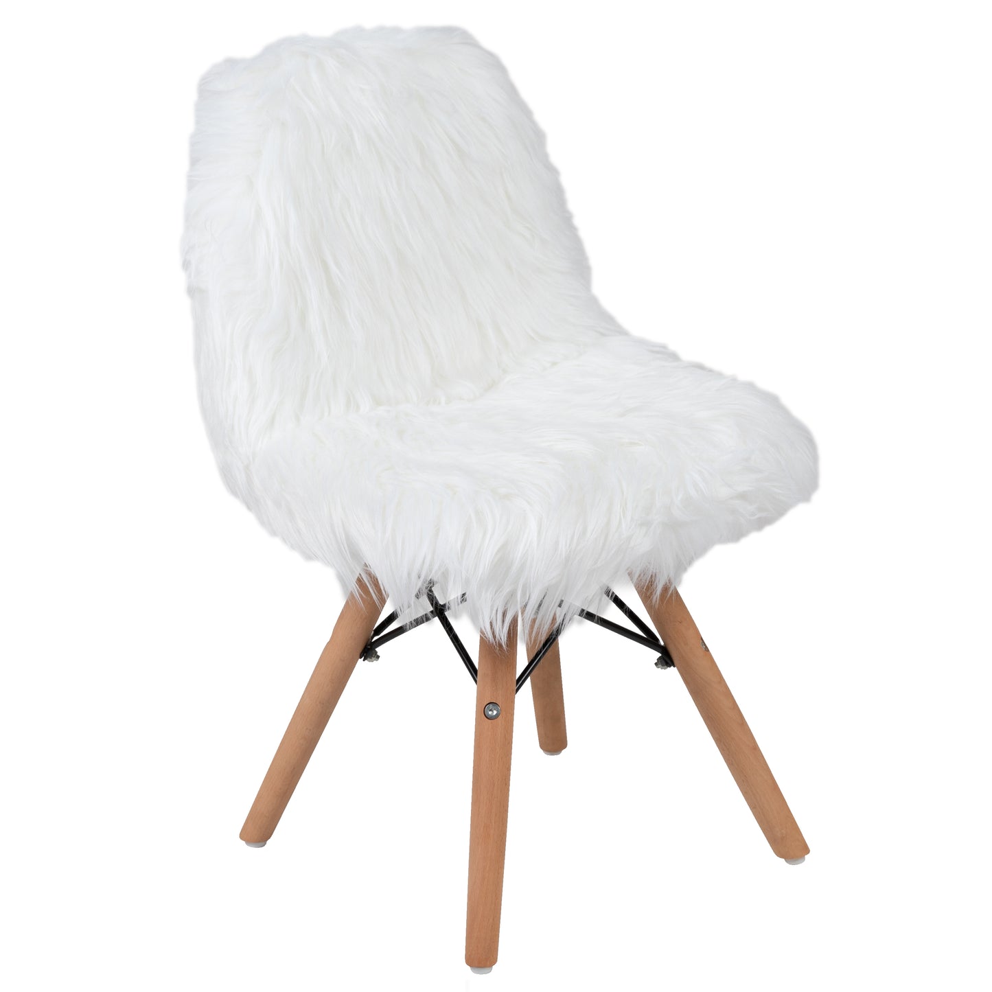 Cody Shaggy Faux Fur White Accent Chair - Shag Style Kids Chair for Ages 5-7 - Kids Playroom Chair White