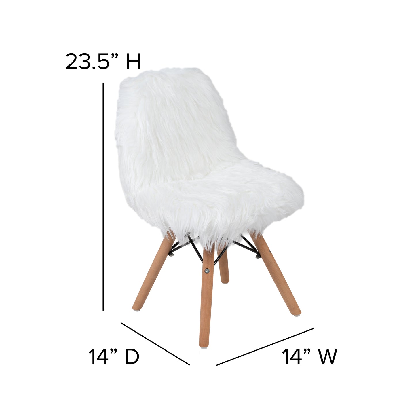Cody Shaggy Faux Fur White Accent Chair - Shag Style Kids Chair for Ages 5-7 - Kids Playroom Chair White