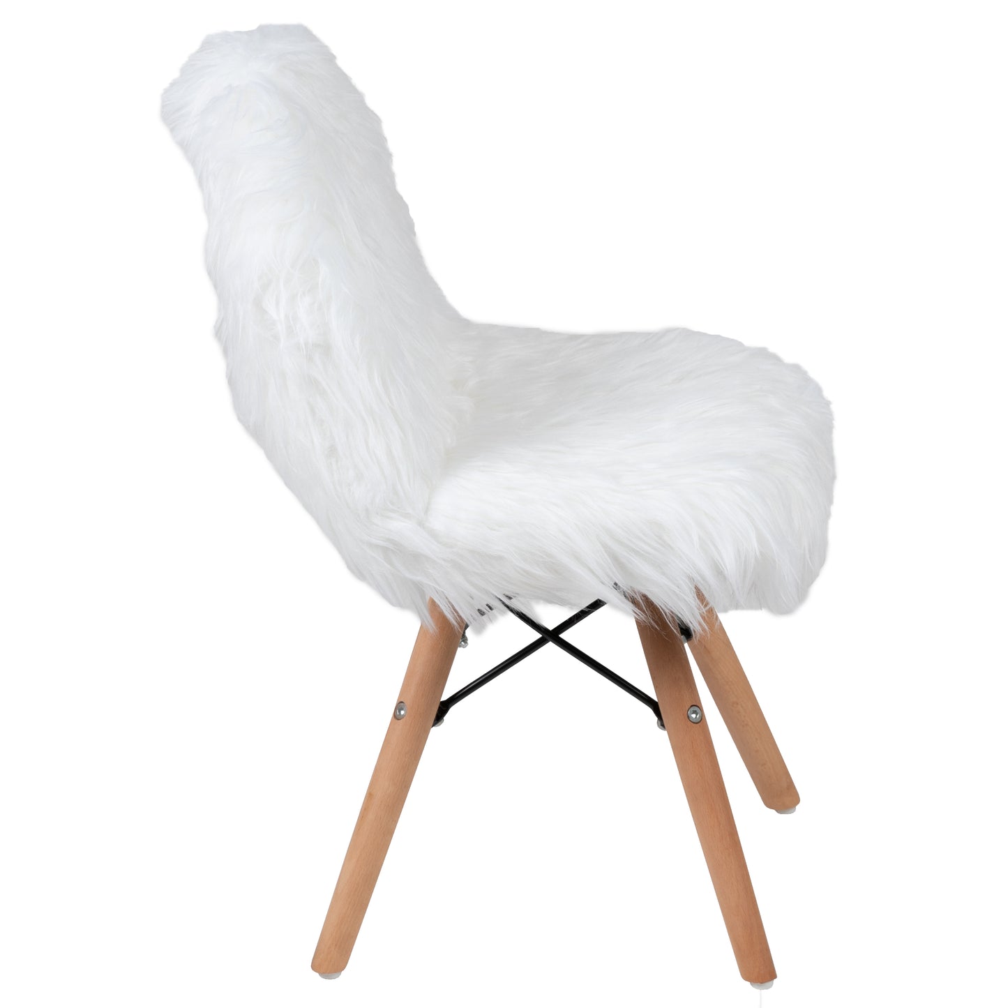 Cody Shaggy Faux Fur White Accent Chair - Shag Style Kids Chair for Ages 5-7 - Kids Playroom Chair White