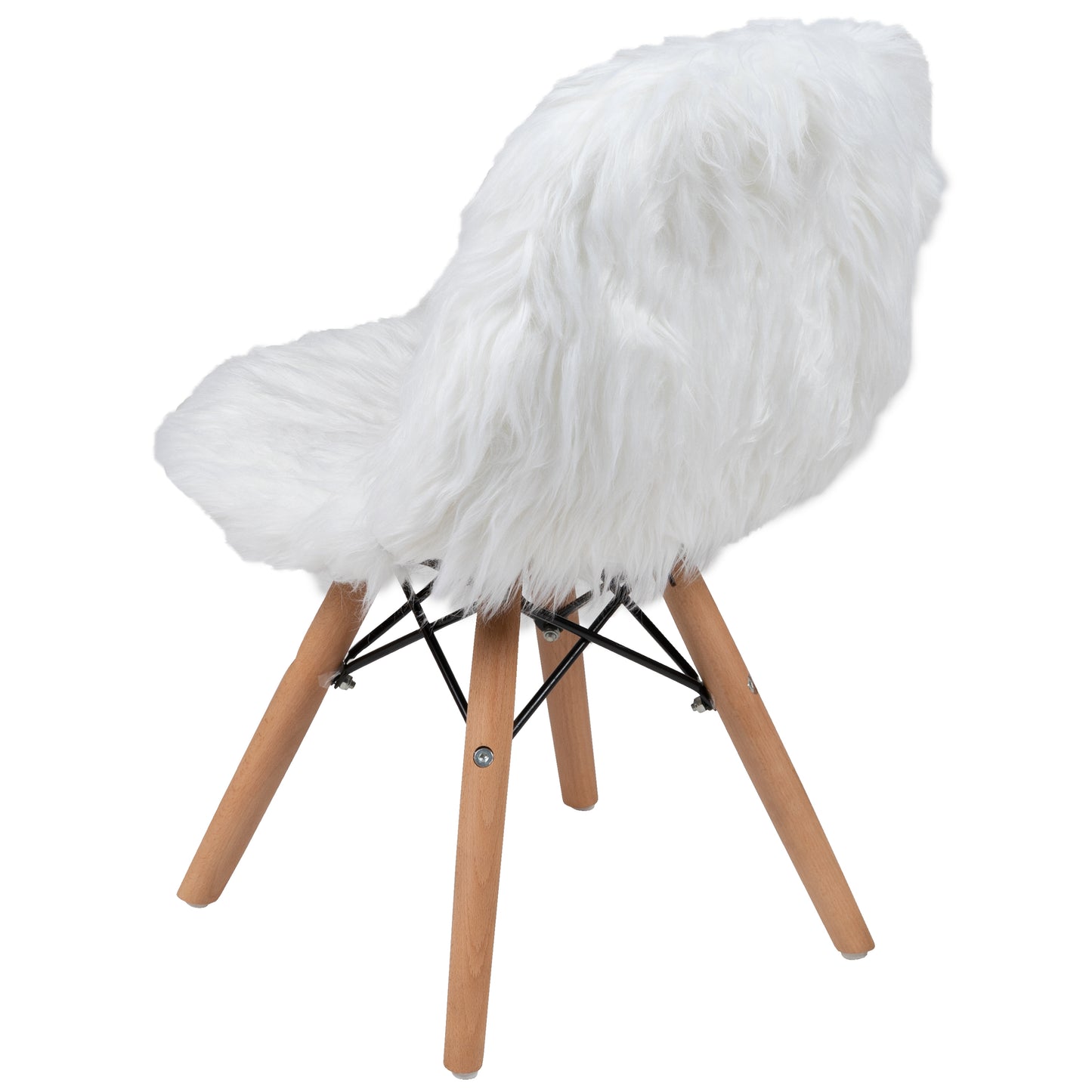 Cody Shaggy Faux Fur White Accent Chair - Shag Style Kids Chair for Ages 5-7 - Kids Playroom Chair White