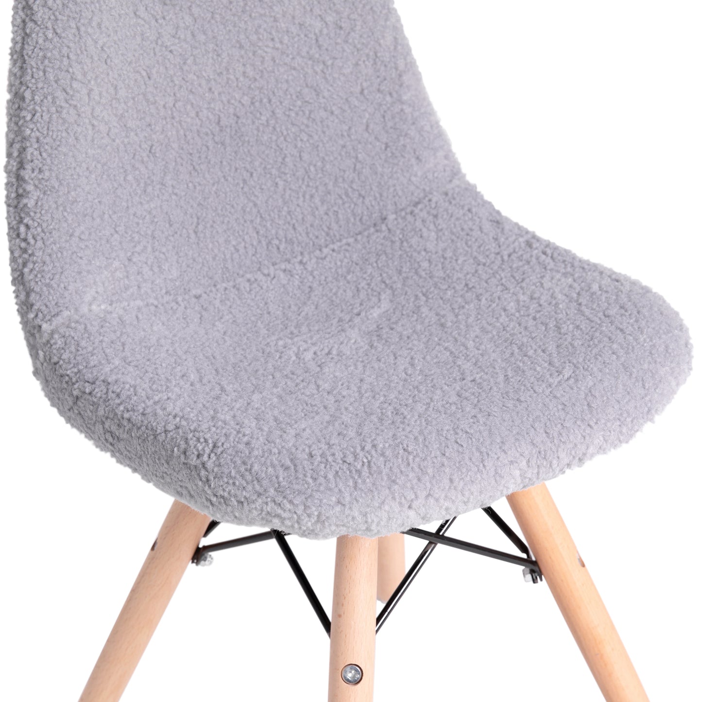 Zula Kid's Modern Padded Armless Faux Faux Shearling Accent Chair with Beechwood Legs in Gray Gray DL-DA2018-2-GY-GG