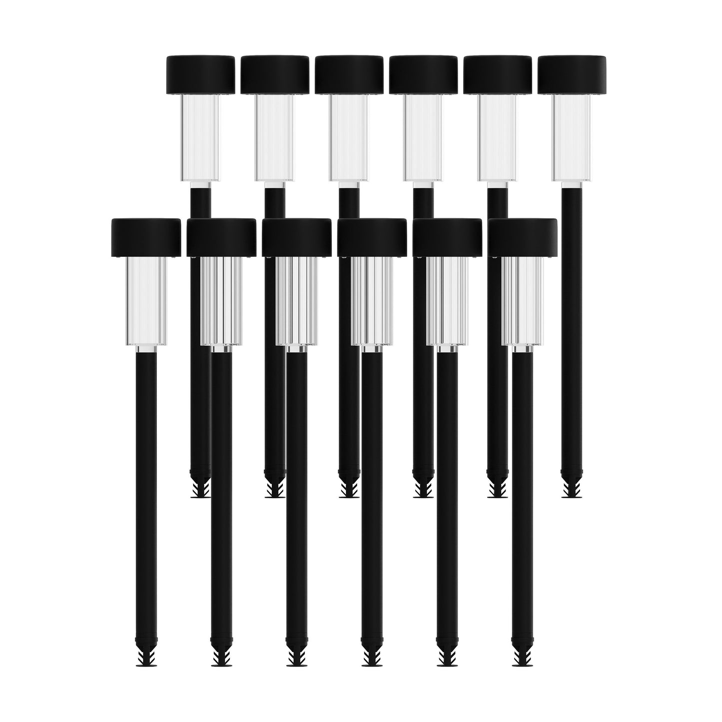 Hartford 12 Pack Black LED Solar Lights, Weather Resistant Outdoor Solar Powered Lights for Pathway, Garden, & Yard Black
