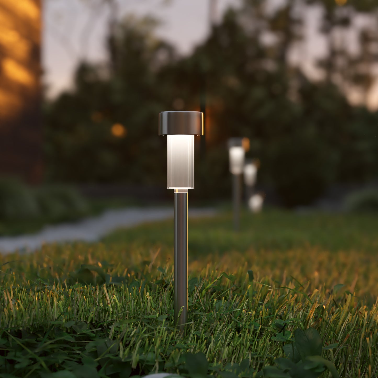 Hartford 12 Pack Stainless Steel LED Solar Lights, Weather Resistant Outdoor Solar Powered Lights for Pathway, Garden, & Yard Stainless Steel