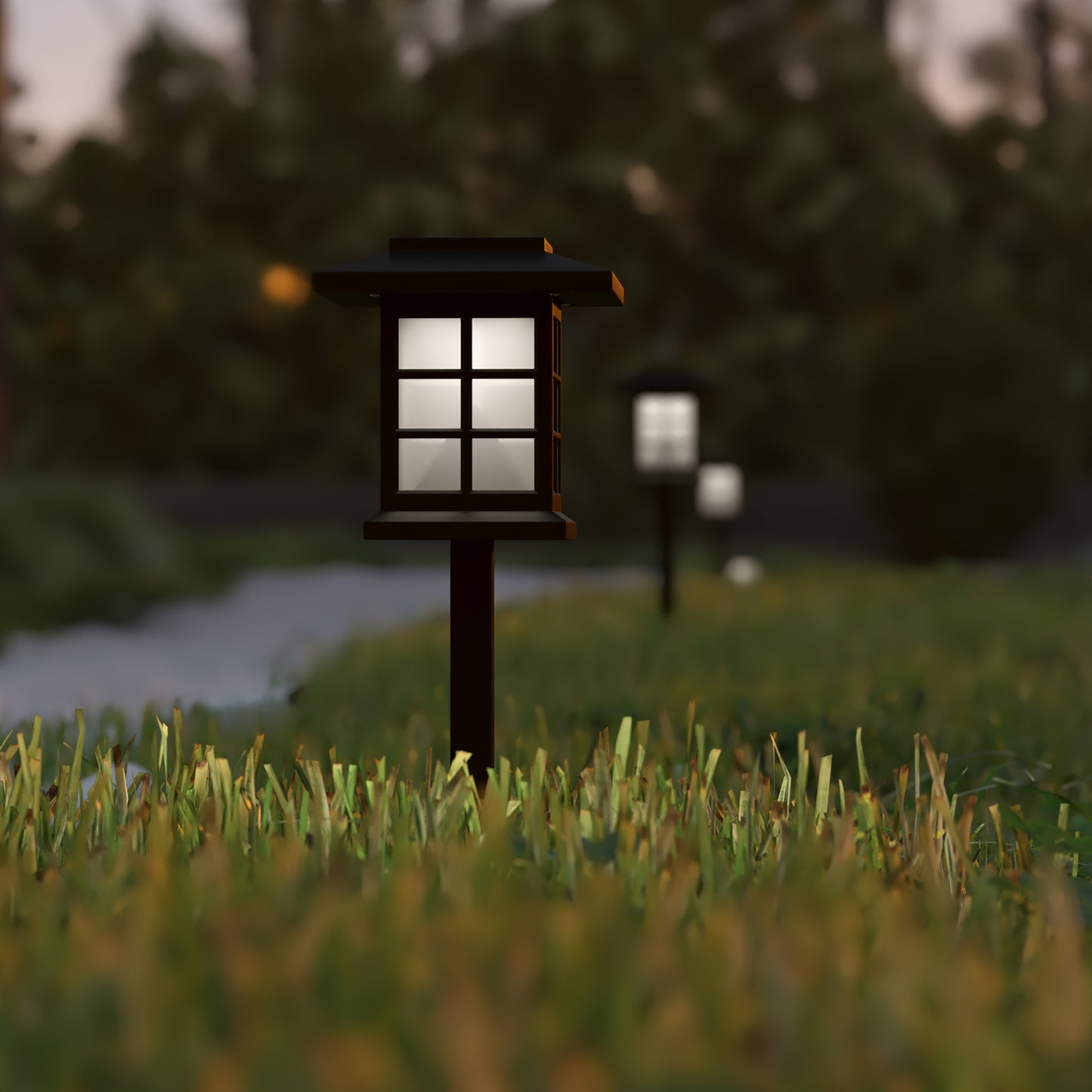 Halsey 8 Pack Black Lantern Style LED Solar Lights Weather Resistant Outdoor Solar Powered Lights for Pathway, Garden, & Yard Black