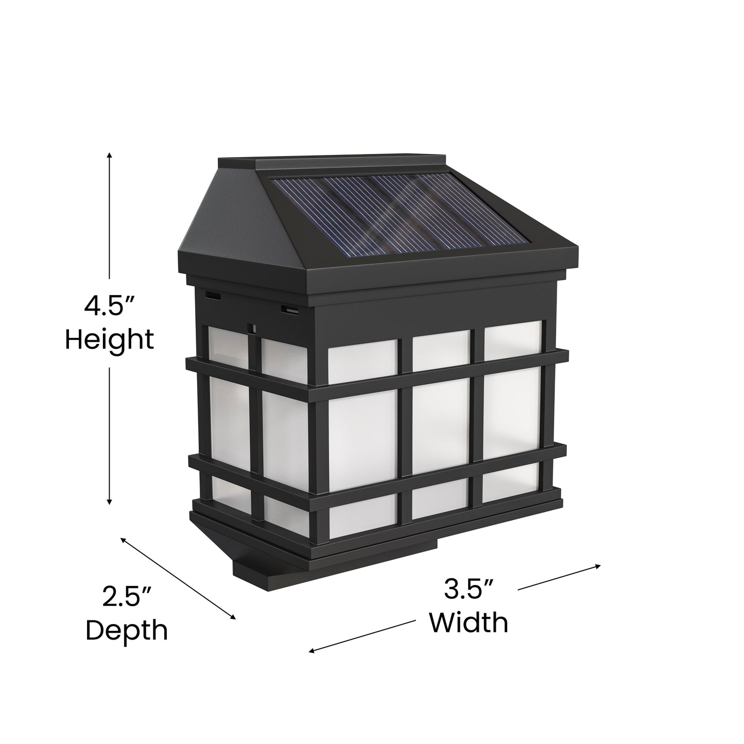 Holder 6 Pack Wall Mount LED Solar Lights - Weather Resistant Black Decorative Solar Powered Lights - Deck and Fencing Solar Lights Black