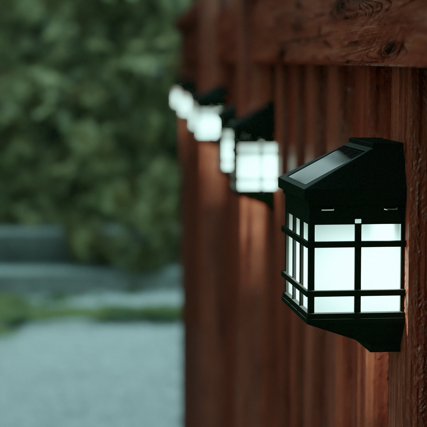 Holder 6 Pack Wall Mount LED Solar Lights - Weather Resistant Black Decorative Solar Powered Lights - Deck and Fencing Solar Lights Black