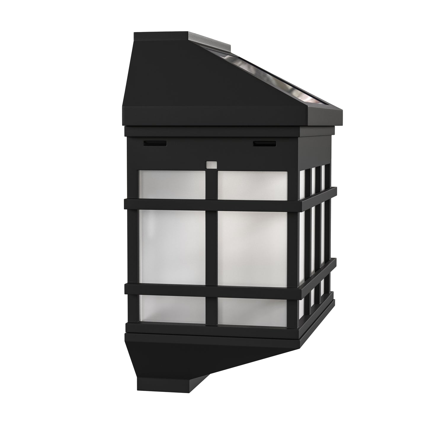 Holder 6 Pack Wall Mount LED Solar Lights - Weather Resistant Black Decorative Solar Powered Lights - Deck and Fencing Solar Lights Black