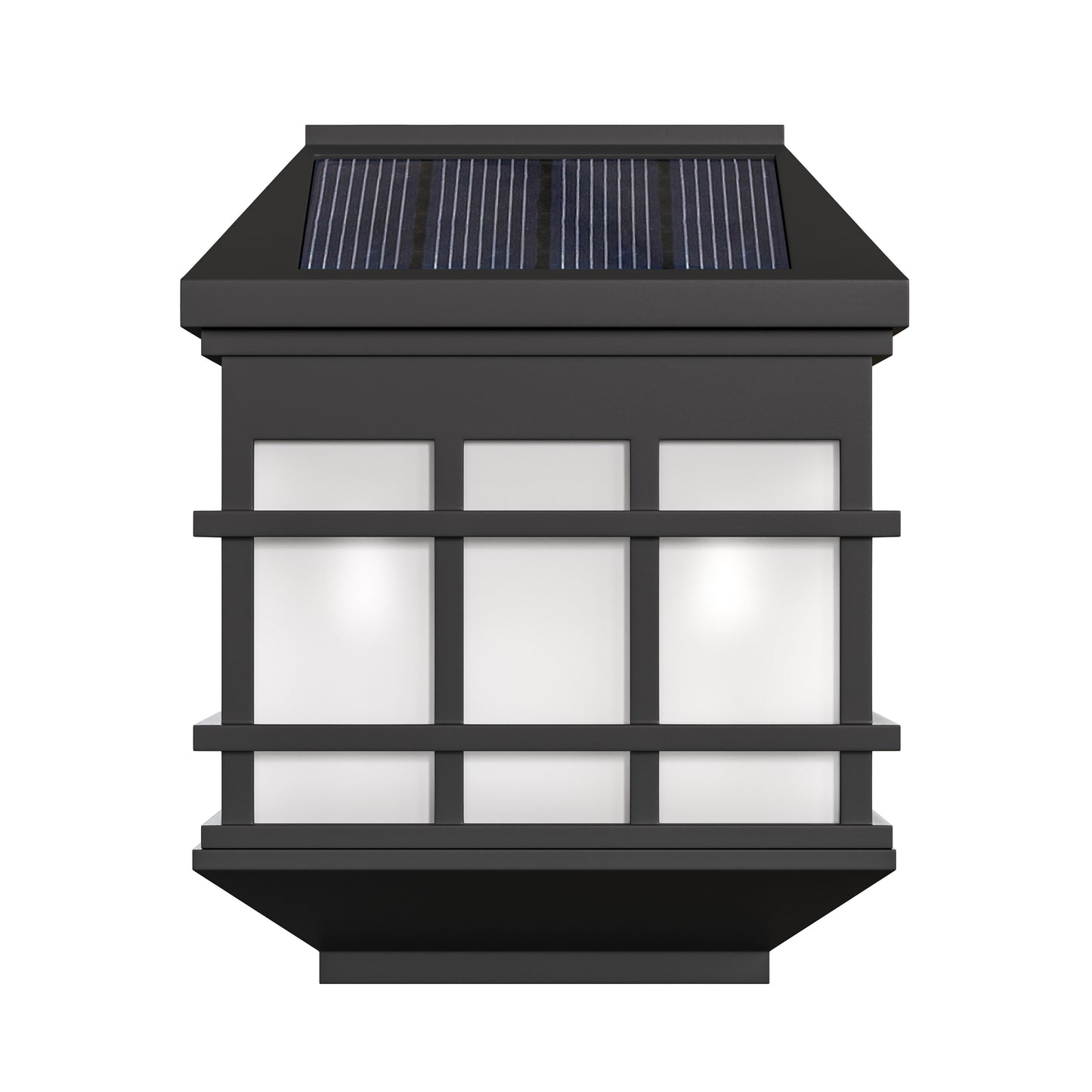 Holder 6 Pack Wall Mount LED Solar Lights - Weather Resistant Black Decorative Solar Powered Lights - Deck and Fencing Solar Lights Black