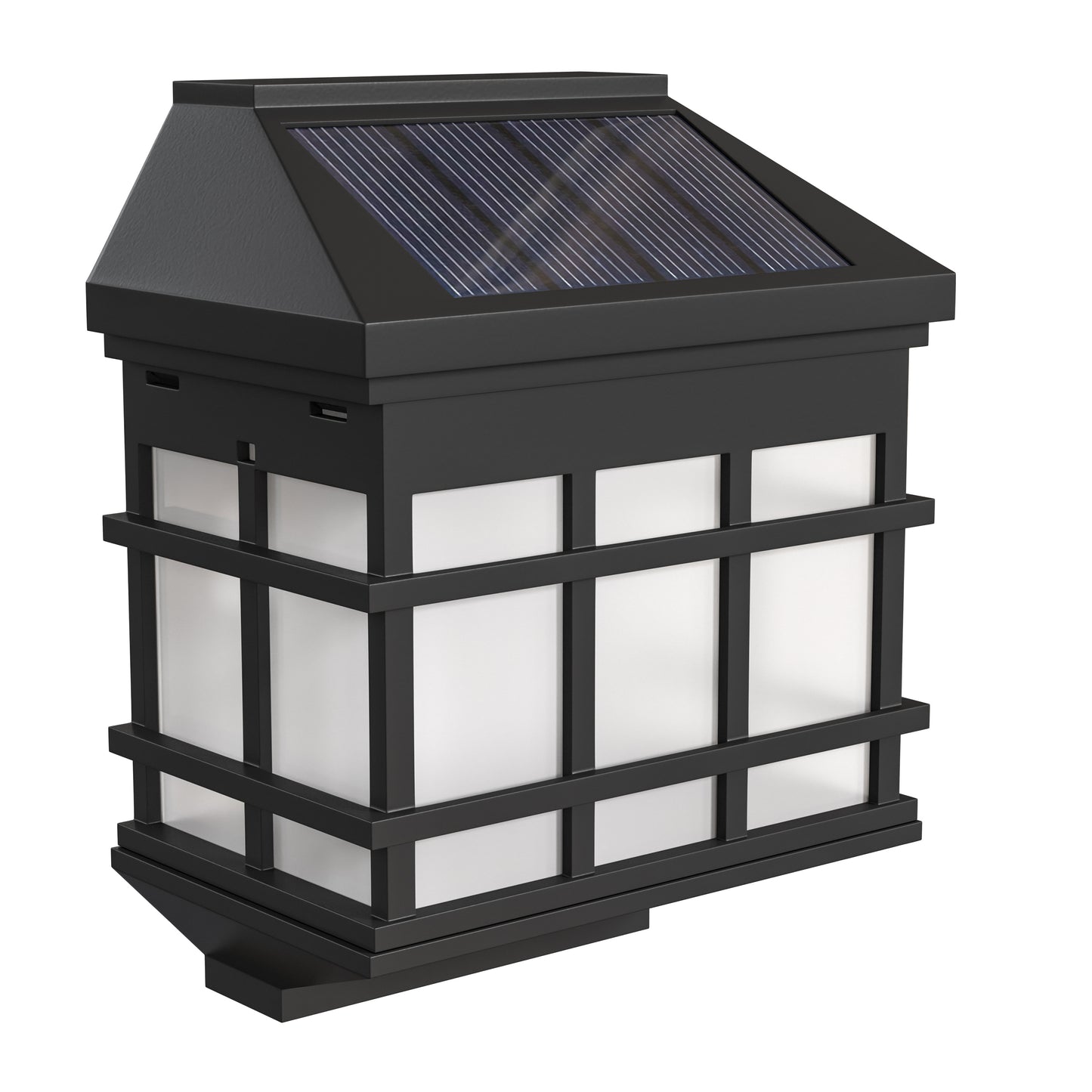 Holder 6 Pack Wall Mount LED Solar Lights - Weather Resistant Black Decorative Solar Powered Lights - Deck and Fencing Solar Lights Black