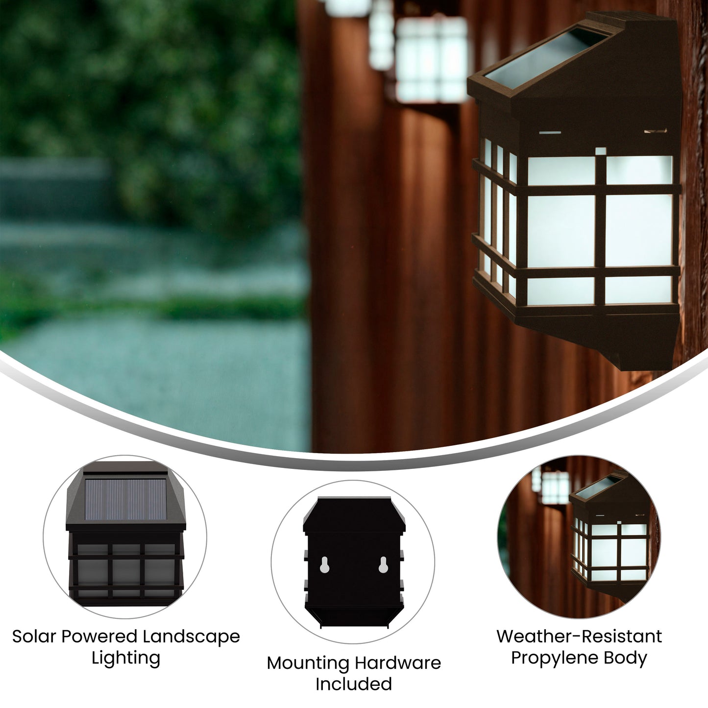 Holder 6 Pack Brown Wall Mount LED Solar Lights - Weather Resistant Brown Decorative Solar Powered Lights - Deck and Fencing Solar Lights Brown