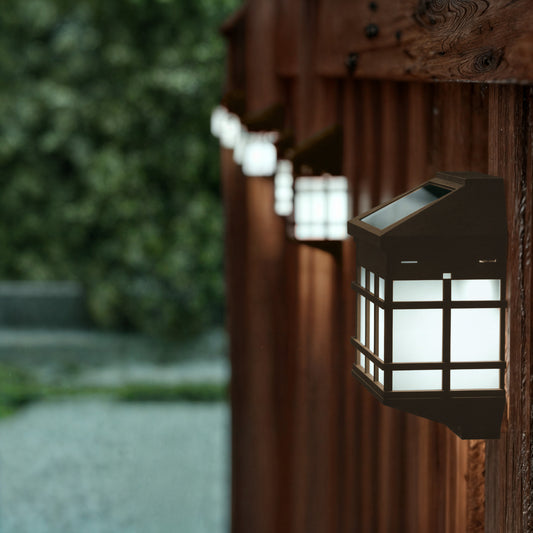 Holder 6 Pack Brown Wall Mount LED Solar Lights - Weather Resistant Brown Decorative Solar Powered Lights - Deck and Fencing Solar Lights Brown