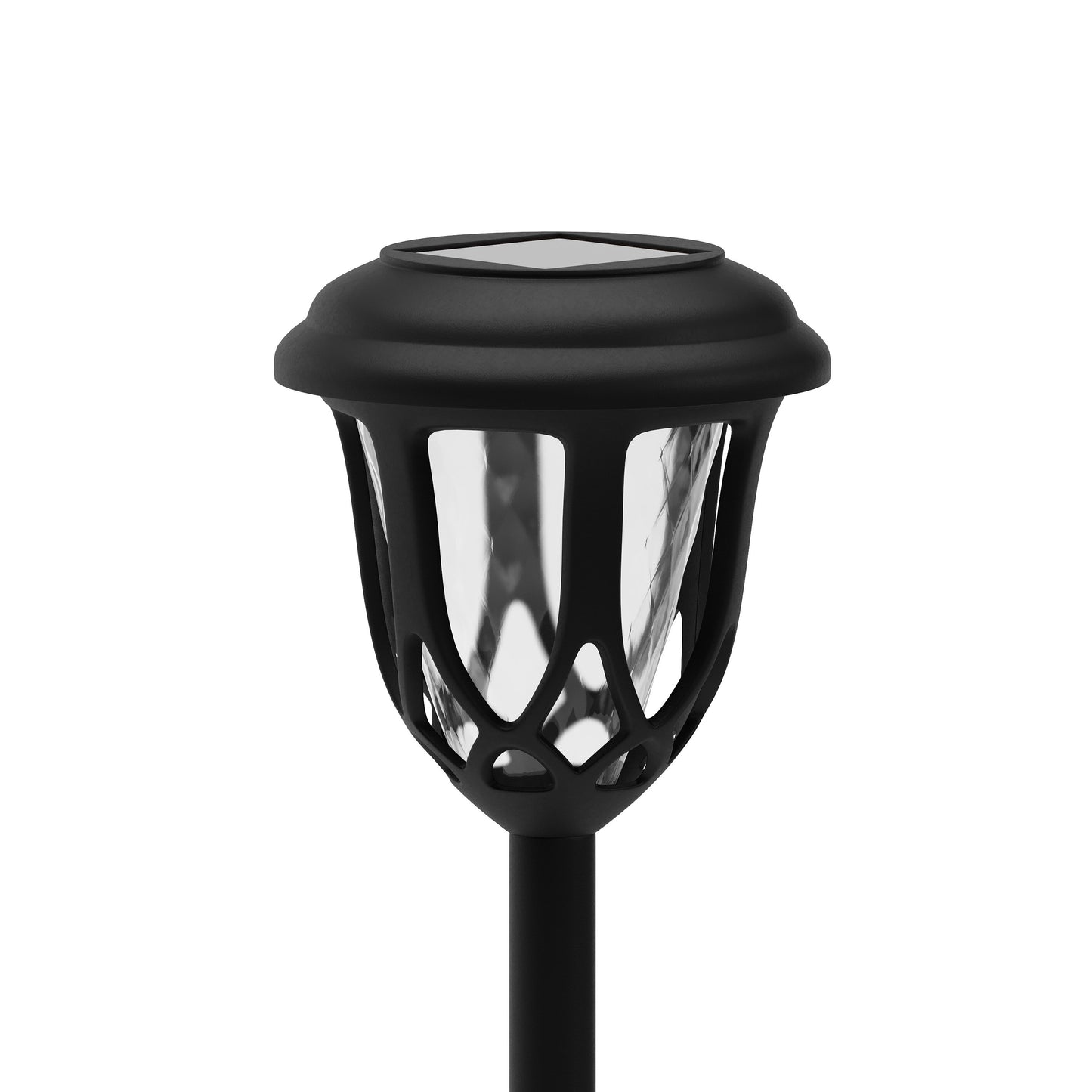 Hess 8 Pack Black Tulip Design LED Solar Lights Weather Resistant Outdoor Solar Powered Lights for Pathway, Garden, & Yard Black