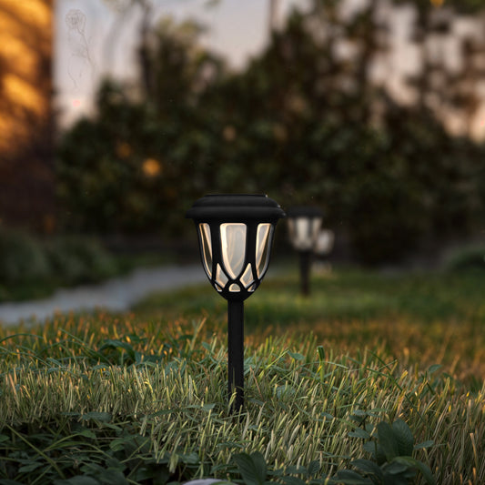 Hess 8 Pack Black Tulip Design LED Solar Lights Weather Resistant Outdoor Solar Powered Lights for Pathway, Garden, & Yard Black