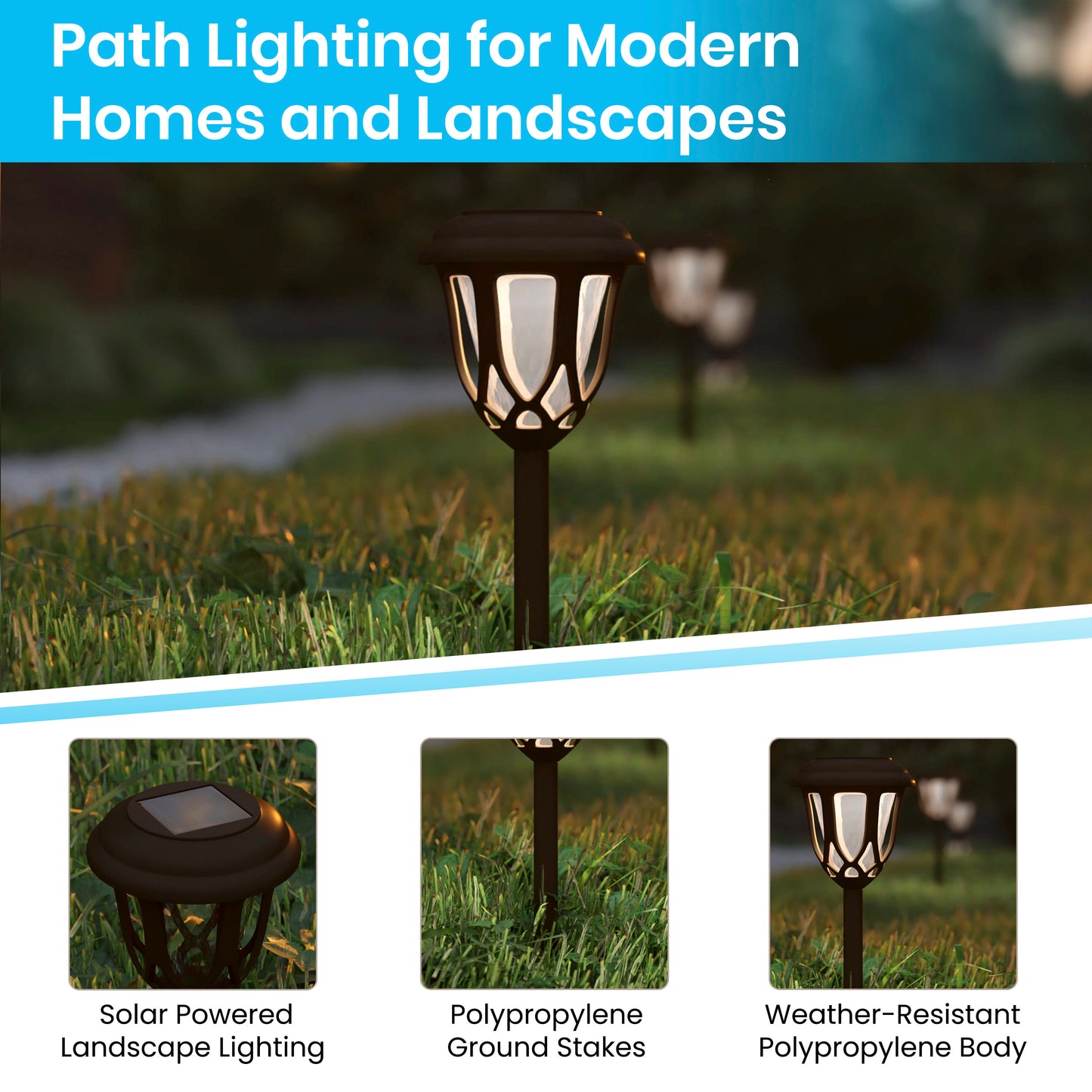 Hess 8 Pack Brown Tulip Design LED Solar Lights Weather Resistant Outdoor Solar Powered Lights for Pathway, Garden, & Yard Brown