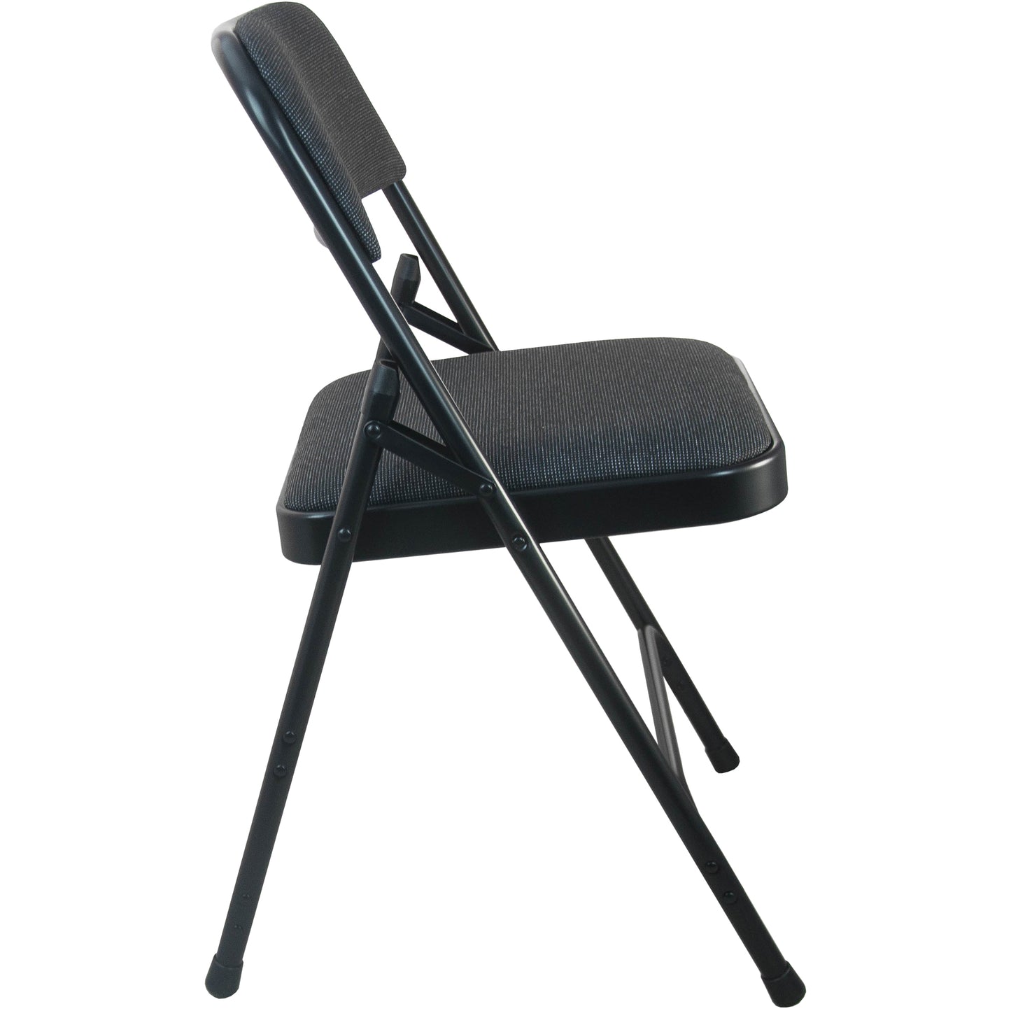 2-Pack Advantage Black Padded Metal Folding Chair - Black 1-in Fabric Seat Black Fabric/Black Frame