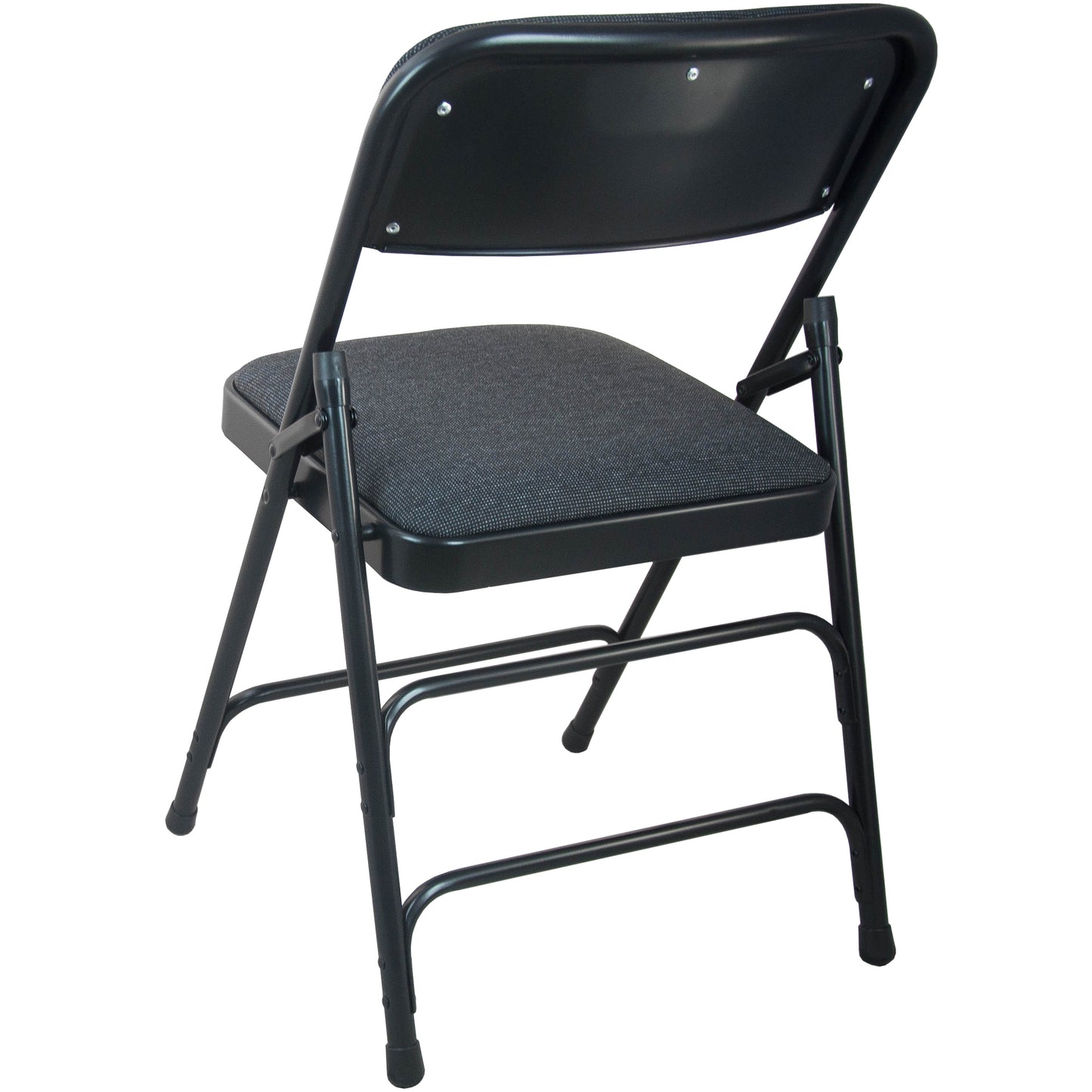 2-Pack Advantage Black Padded Metal Folding Chair - Black 1-in Fabric Seat Black Fabric/Black Frame