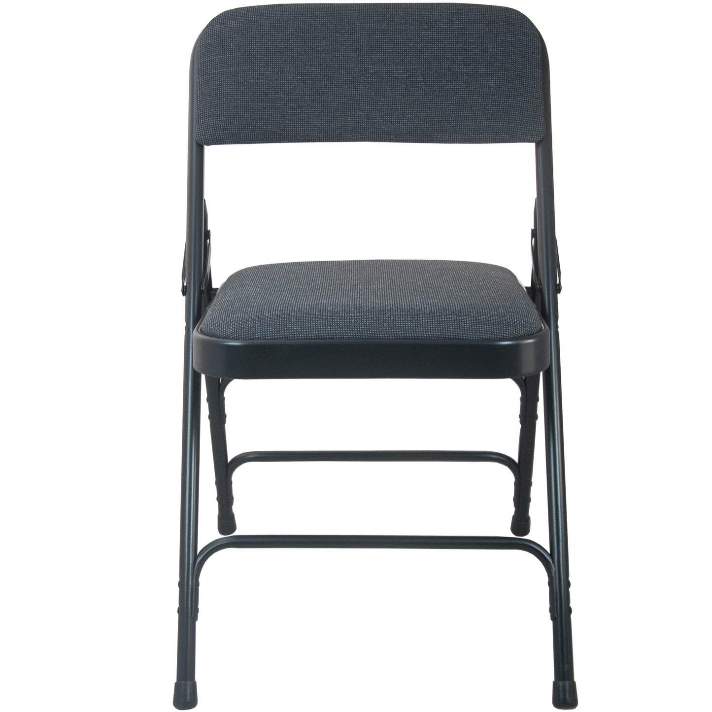 2-Pack Advantage Black Padded Metal Folding Chair - Black 1-in Fabric Seat Black Fabric/Black Frame