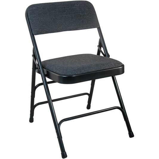 Advantage Black Padded Metal Folding Chair - Black 1-in Fabric Seat Black Fabric/Black Frame DPI903F-BLKBLK