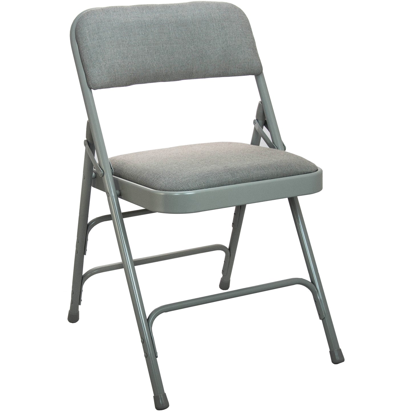 2-Pack Advantage Grey Padded Metal Folding Chair - Grey 1-in Fabric Seat Grey Fabric/Grey Frame