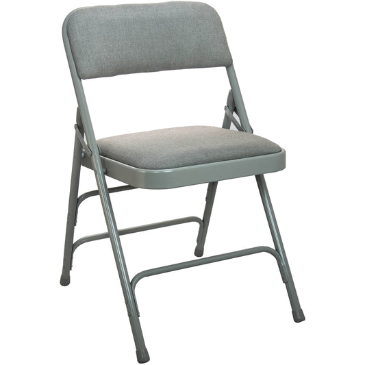 2-Pack Advantage Grey Padded Metal Folding Chair - Grey 1-in Fabric Seat Grey Fabric/Grey Frame DPI903F-GG-2