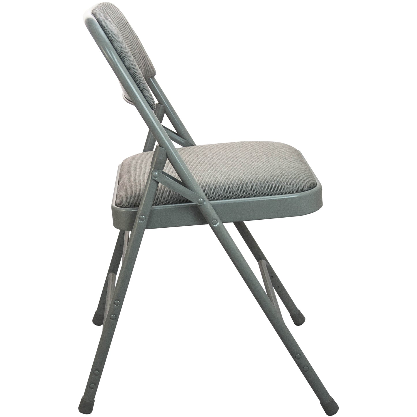 2-Pack Advantage Grey Padded Metal Folding Chair - Grey 1-in Fabric Seat Grey Fabric/Grey Frame