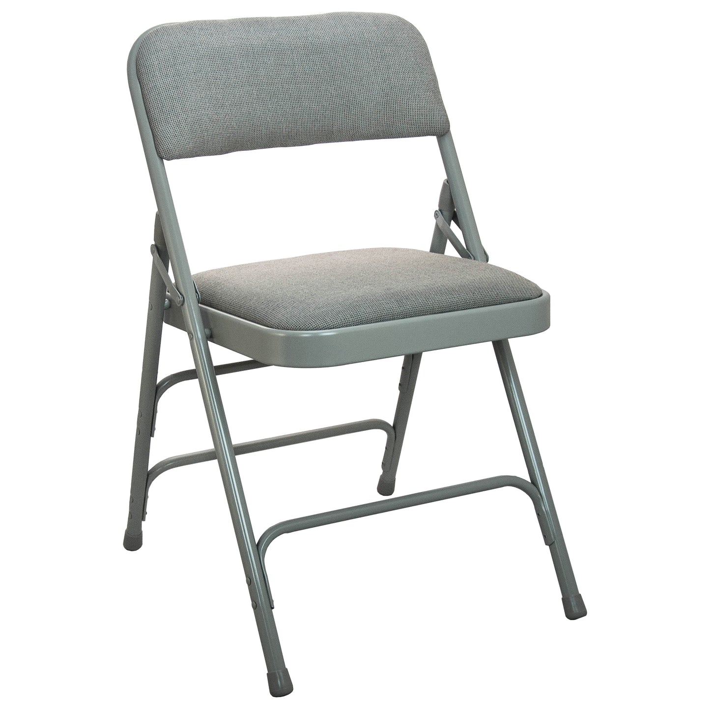 Advantage Grey Padded Metal Folding Chair - Grey 1-in Fabric Seat Grey Fabric/Grey Frame