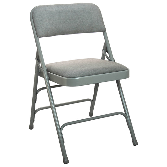 Advantage Grey Padded Metal Folding Chair - Grey 1-in Fabric Seat Grey Fabric/Grey Frame DPI903F-GG