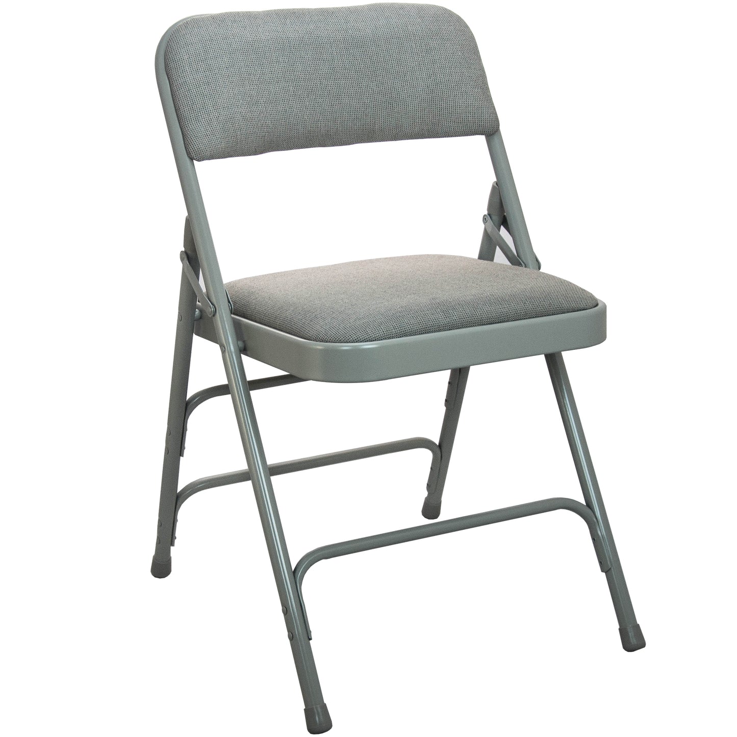 Advantage Grey Padded Metal Folding Chair - Grey 1-in Fabric Seat Grey Fabric/Grey Frame