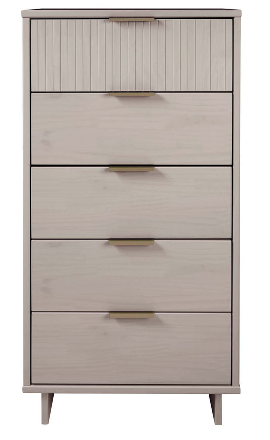 Manhattan Comfort Granville Tall 23.62" Modern Narrow Dresser with 5 Full Extension Drawers in Light Grey