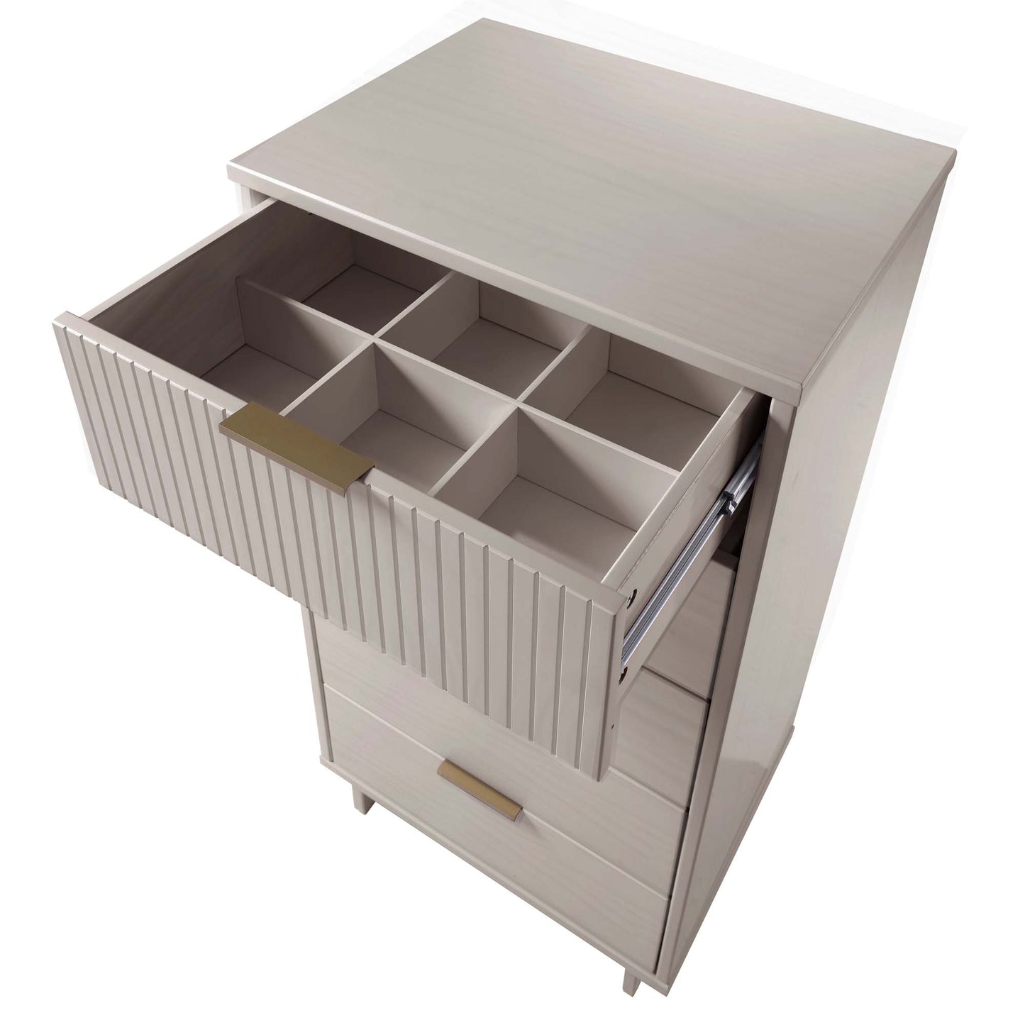 Manhattan Comfort Granville Tall 23.62" Modern Narrow Dresser with 5 Full Extension Drawers in Light Grey DR-5006