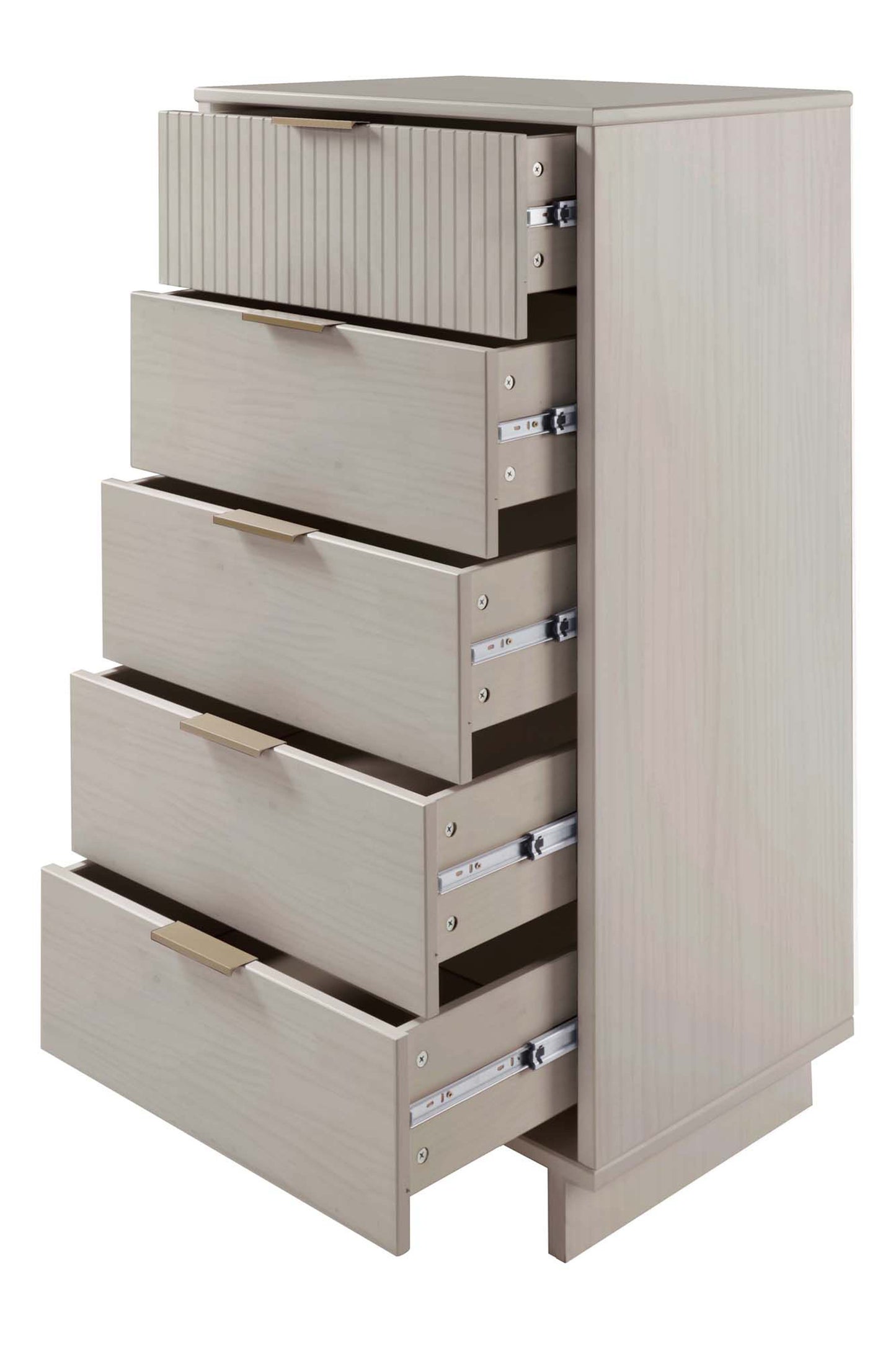 Manhattan Comfort Granville Tall 23.62" Modern Narrow Dresser with 5 Full Extension Drawers in Light Grey DR-5006