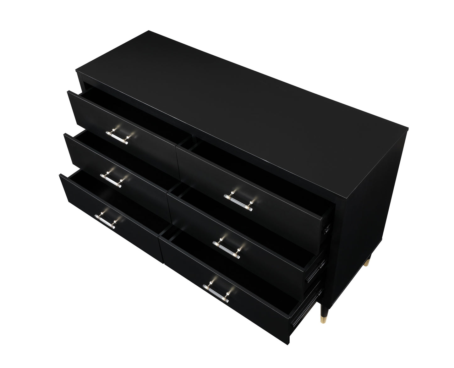 Manhattan Comfort Stanton Modern Dresser with 6 Full Extension Drawers and Solid Wood Legs in Black DR-CHKD0602-BK