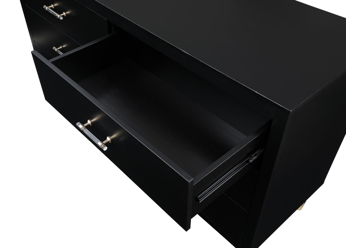 Manhattan Comfort Stanton Modern Dresser with 6 Full Extension Drawers and Solid Wood Legs in Black DR-CHKD0602-BK