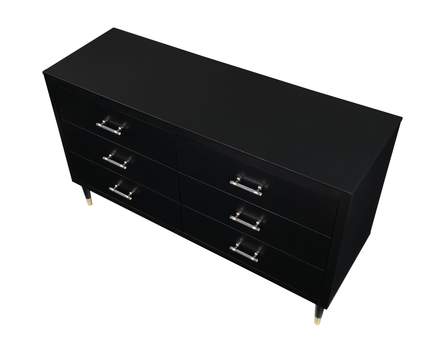 Manhattan Comfort Stanton Modern Dresser with 6 Full Extension Drawers and Solid Wood Legs in Black DR-CHKD0602-BK
