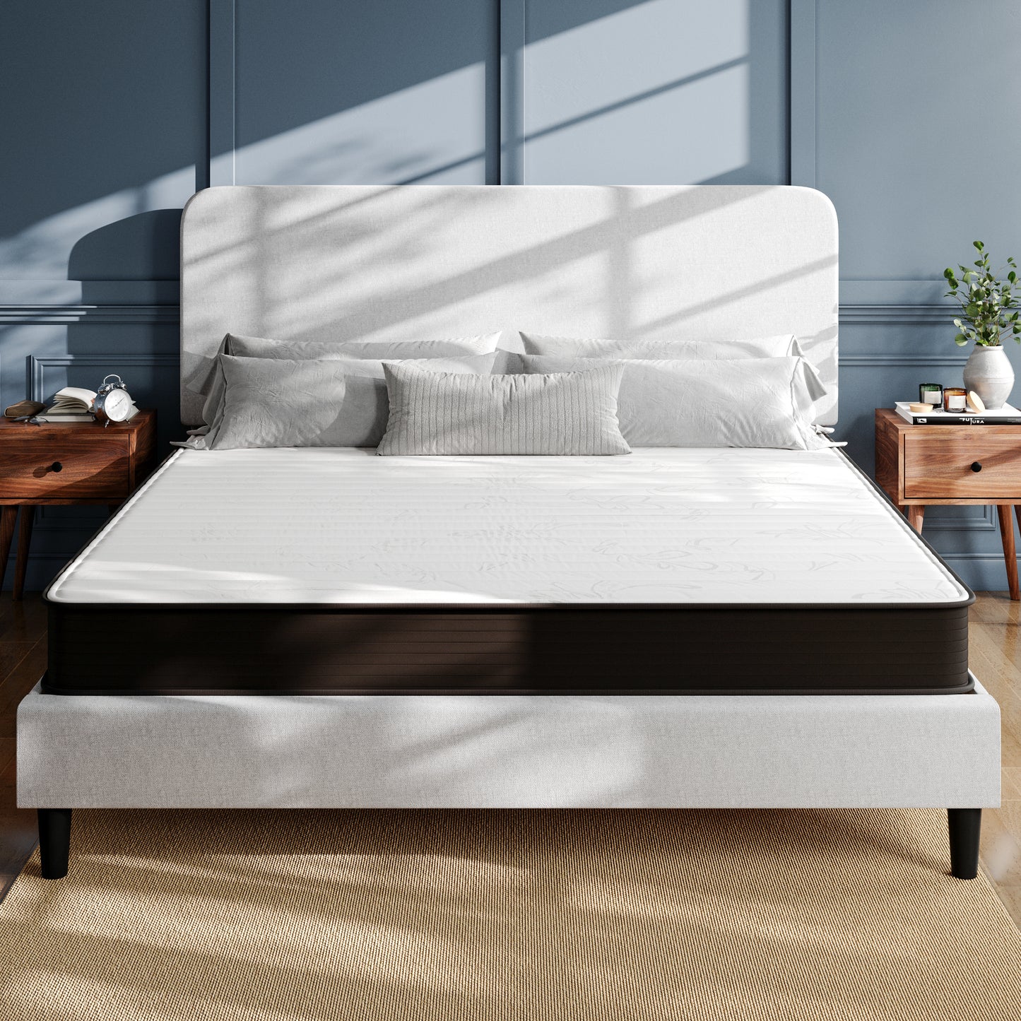 Dream 8 Inch Hybrid Mattress, King Size High Density Foam and Innerspring Mattress in a Box, CertiPur-US Certified Foam Gray