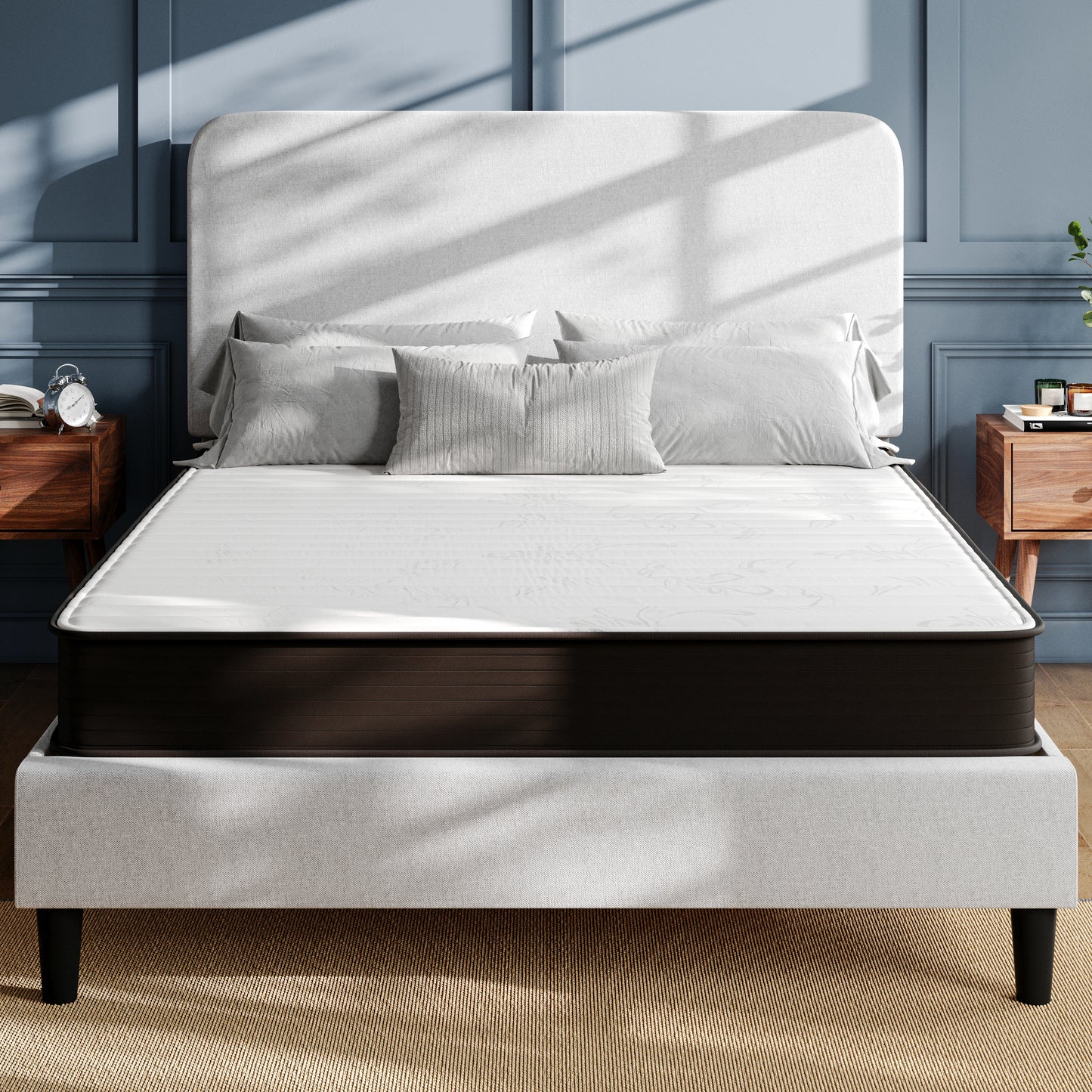 Dream 8 Inch Hybrid Mattress, Queen Size High Density Foam and Innerspring Mattress in a Box, CertiPur-US Certified Foam Gray