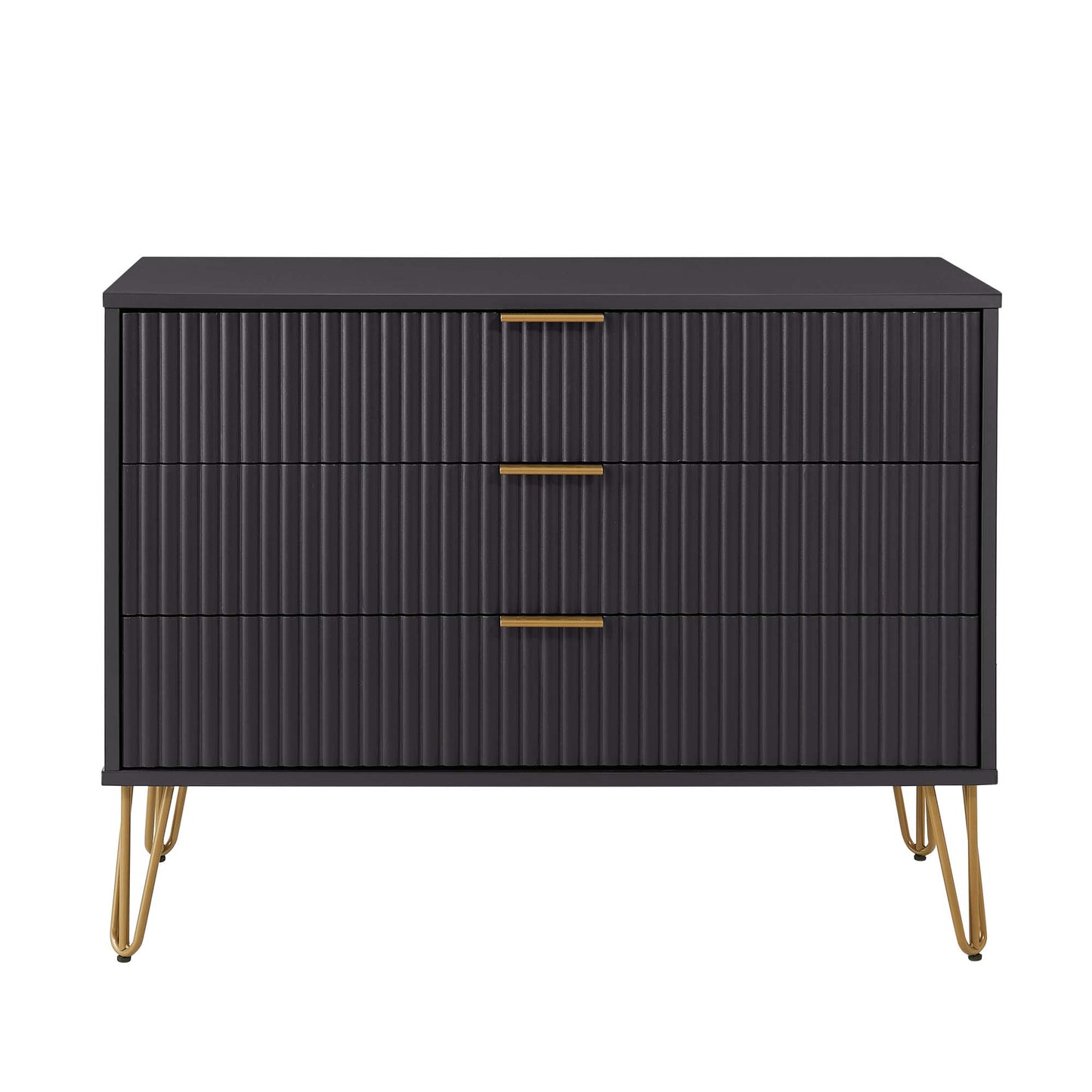 Dumbo Modern 35" Fluted Dresser in Black (3-Drawer) DR001-BK